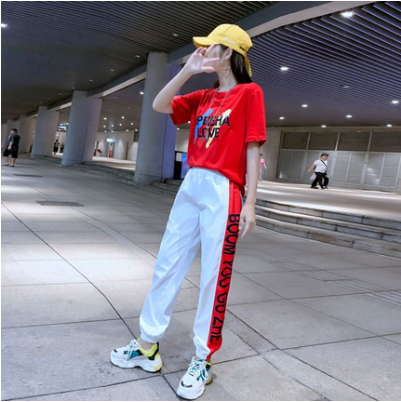 清水丽香 yf1776 田赛运动服类 夏天新款跳舞鬼步舞衣服嘻哈街舞宽松两件套